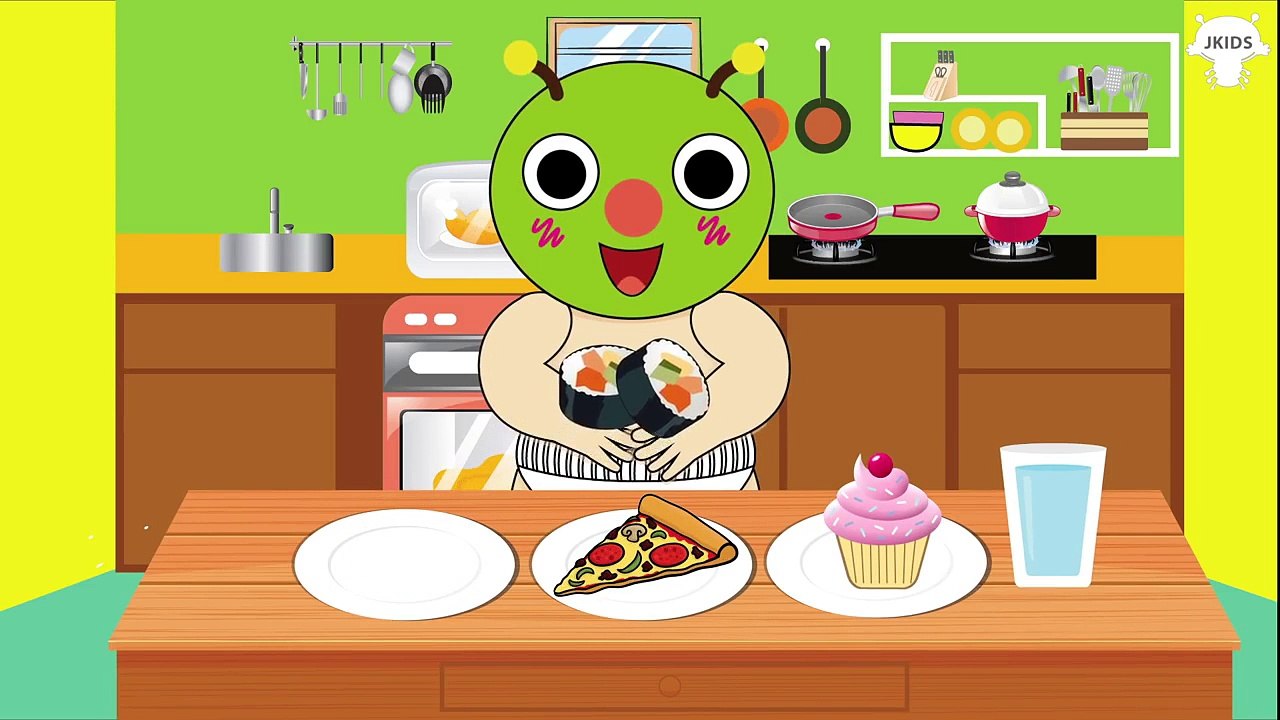 むしむしくん トイレトレーニング アニメ ❤ 食べるだけ - 寿司ロール ピザ カップケーキ - こどもが笑う！- 赤ちゃん泣き止む  [Kid TV]
