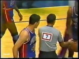 Bill Laimbeer dirty play or innocent accident? Foul and Patrick Ewing is down 1990 Playoff