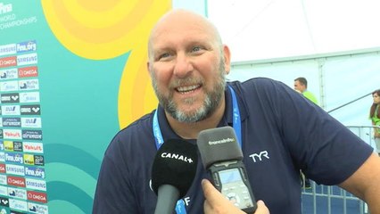 Natation: Championnat du monde - Eau libre - La réaction de Stéphane Lecat après le titre et avant le 25km