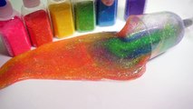 How To Make Glitter Rainbow Cocktail Clay Slime Toy! Interesting toy! flow liquid slime! glitter