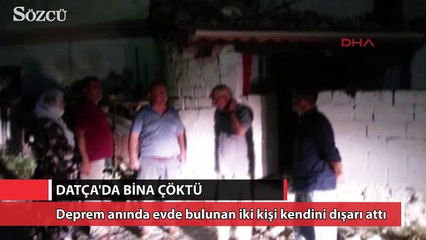 Depremde Datça’da bina çöktü