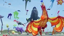 Dragon & bear kites dance in Denmark skies