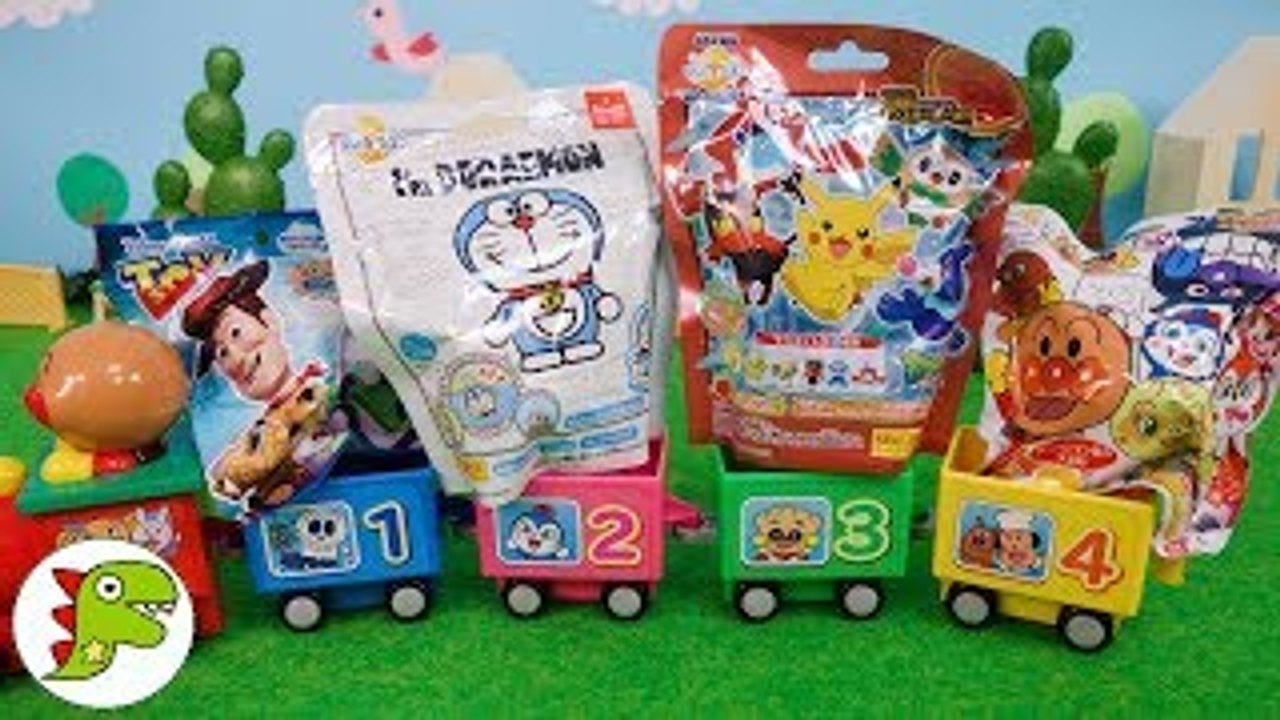 アンパンマン アニメおもちゃ SLマンに乗ってバスボムがやってきたよ❤色遊び 列車 乗り物 ト...