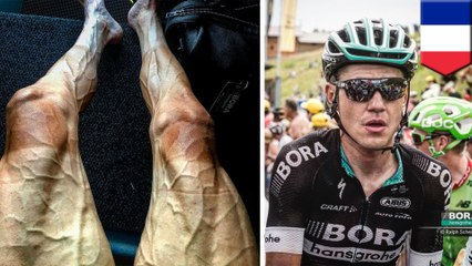 Tour de France cyclist shows off bulging veins in his legs