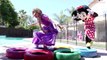 CAR TIRES vs Princess Rapunzel & Minnie Mouse! Stacking & Spinning Colors Tires for Fun