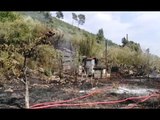 Prato - Incendio sulle colline, abitazione salvata dalle fiamme (21.07.17)