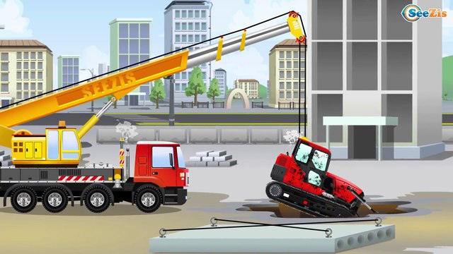 Видео для детей! Экскаватор Бетономешалка и Кран в Городке! Рабочие Машины Мультик