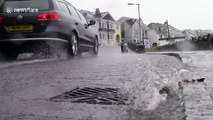 Streets turn to rivers in rainy St Ives, Cornwall