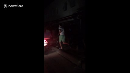 Chaotic scenes of people running in the streets after earthquake hits Turkey