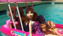 DisneyCarToys Frozen Elsa & Spiderman Ride Barbie Glam Boat with Jasmine & Merida Disney P