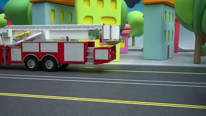 Fire truck responding to call - construction game cartoon for children