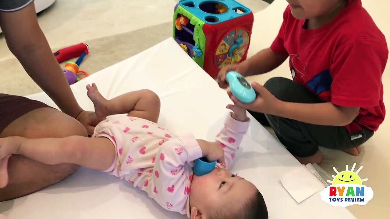 Doc McStuffins Checkup and Doctor Ryan turns into shots tummy ache pretend play