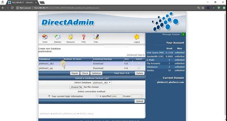 Manage MySQL databases with DirectAdmin