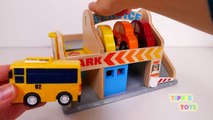 Parking Garage Station Car Wash Services Playset for Kids!!! Tayo Bus and Car Toys for Chi