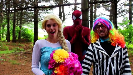 Frozen Elsa FLOWER CAR PRANK! w/ Spiderman Rapunzel Joker Learn Colors Cake Challenge In Real Life