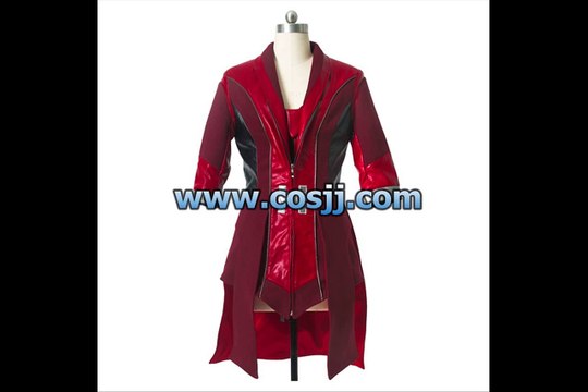 cosjj.com - The Avengers Scarlet Witch Cosplay Costume Red Long Coat Cosplay Costumes
