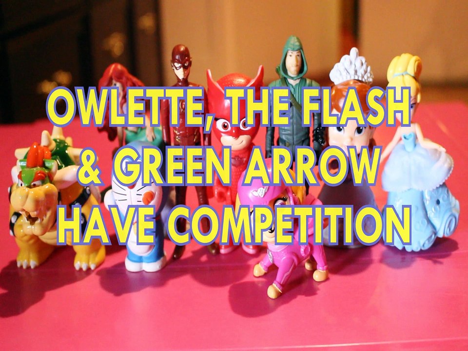 OWLETTE, THE FLASH & GREEN ARROW HAVE COMPETITION BOWSER ARIEL DORAEMON SKYE SOFIA CINDERELLA Toys BABY Videos , PJ MASK