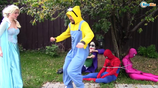 Frozen Elsa, Spiderman, Spidergirl, Joker & Hulk in Real Life - Everyone Tied Up! Superheros IRL