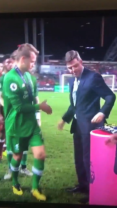 Simon Mignolet Comically Left Hanging By Man Giving Out Medals!