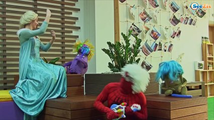 Spiderman & Frozen Elsa PRANK PARTY vs Maleficent! Superhero Fun