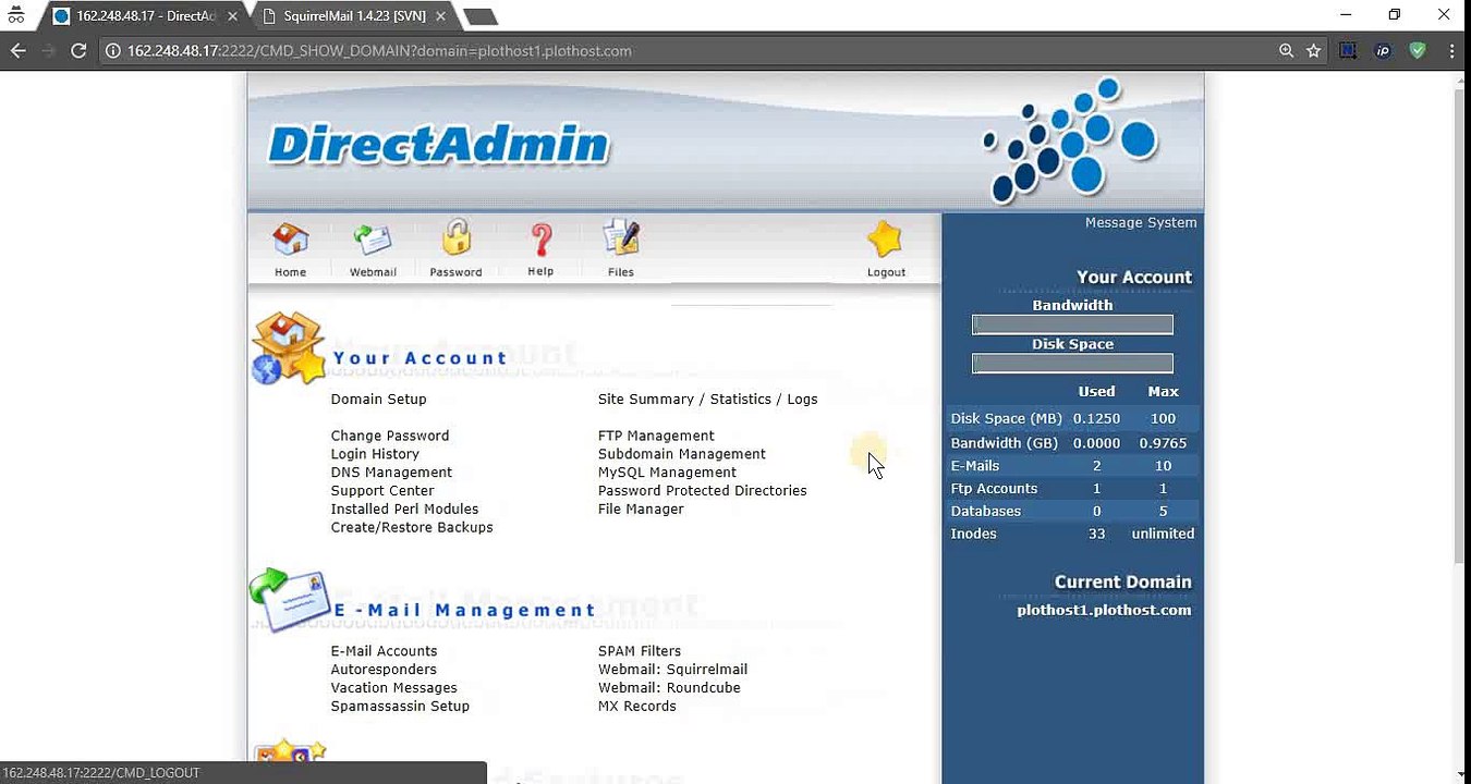 Add a site redirect in DirectAdmin
