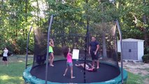 8 and 9 Year Old Gymnastics Tricks and Tumbling on the Trampoline