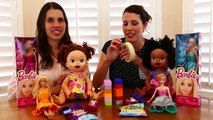 No Thumbs Challenge TWINS BATTLE TOY STYLE ~ No Thumbs Baby Alive Eating Barbie Dress Up L