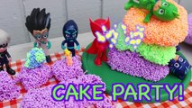 Y cumpleaños pastel máscaras fiesta broma superhéroes sorpresas Pj irl catboy irl owlette gekko