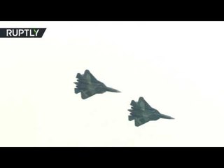 Twists & turns: Russian Sukhoi T-50 fighter jets perform amazing stunts at MAKS 2017