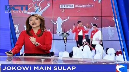 Aksi Sulap Presiden Jokowi Hibur Anak-Anak di Pekan Baru Riau