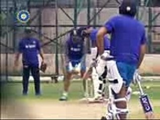 Captain Virat Kohli working on his wicket-keeping and catching skills