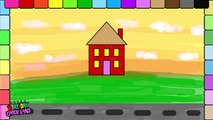 Una y una en un tiene una un en y animado para colorear Casa en en Niños cerca páginas púrpura rojo techo el ventana Árboles [niños
