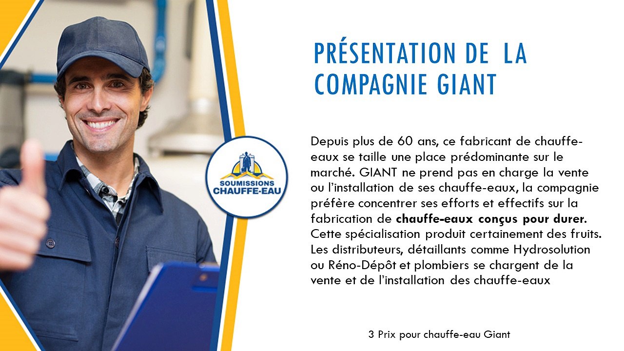 3 Prix pour Chauffe-eau Giant - Soumissions Chauffe-eau