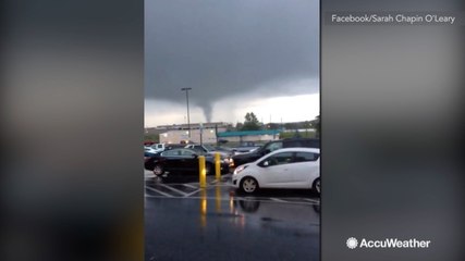 Funnel cloud caught rotating over Lebanon, Pennsylvania