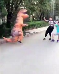 Fake Dinosaur Scares Pedestrians | Prank Video