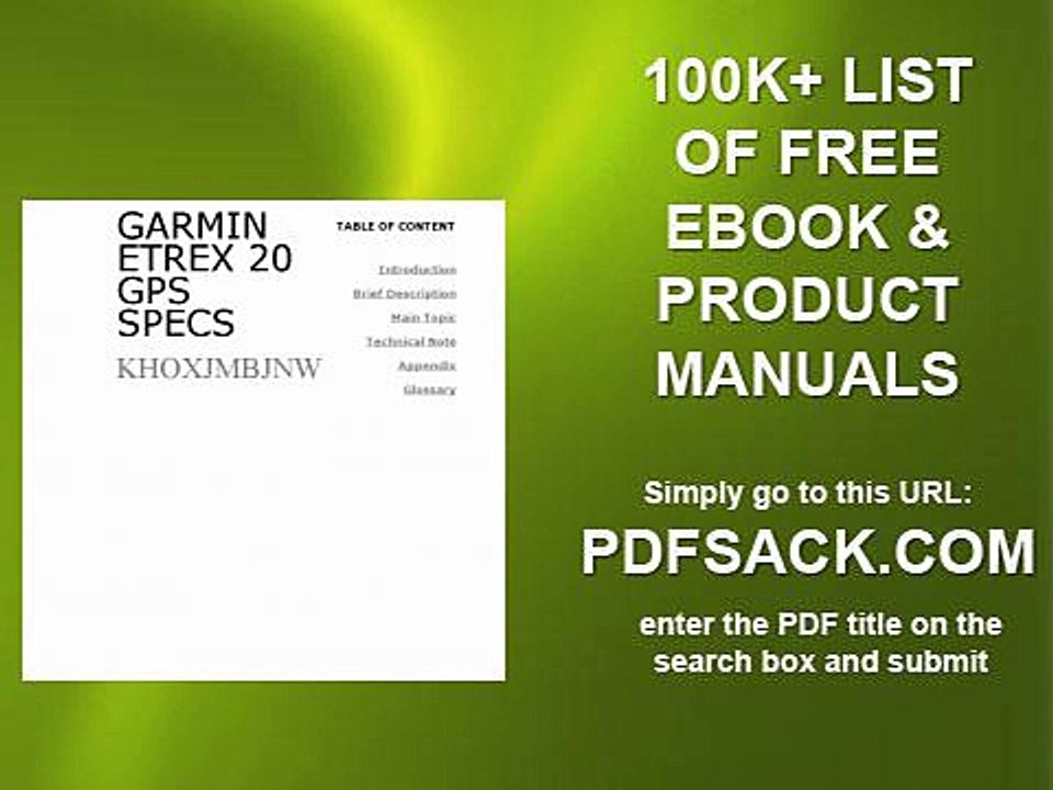 Garmin Etrex 20 Gps Specs
