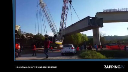 La chute spectaculaire d'une grue en Italie (vidéo)