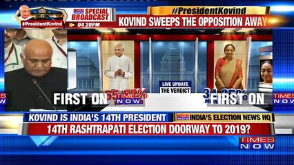 Download Video: Ram Nath Kovind Wins With 65.65%25 Votes Becomes The 14th President Of India