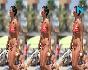 Lucy Mecklenburgh flaunts her impeccable abs in a skimpy string bikini as she sizzles on Ibiza getaway