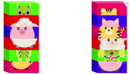 むしむしくん アニメ ❤️ 学ぶ 色の英語 ❤ カラフルなブロック 動物 ❤ 赤ちゃん笑う、喜ぶ、泣きやむ ❤ 子供向けアニメ 羊 虎 豚