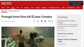 Portugal forest fires kill 57 near Coimbra