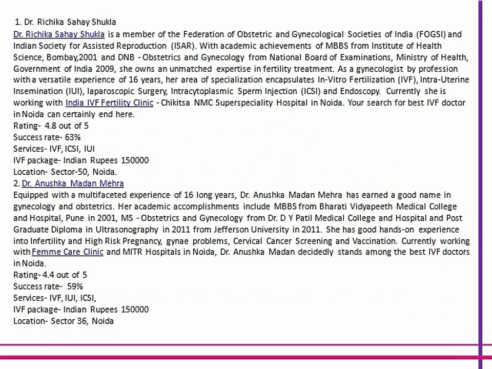 Ela Woman recommends 9 Best IVF Doctors in Noida
