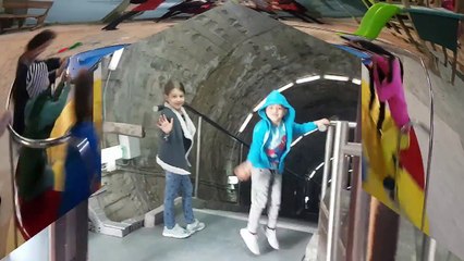 Funny playground for children in the saline with boats, slides, swings.Video 2017