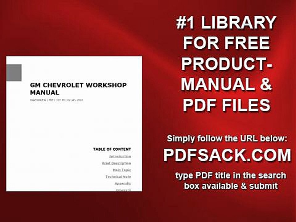 Gm Chevrolet Workshop Manual