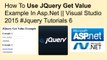 How to use jquery get value example in asp.net || visual studio 2015 #jquery tutorials 6