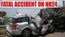 NH 24 accident: Truck rams into Innova killing 5 on the spot | Oneindia News