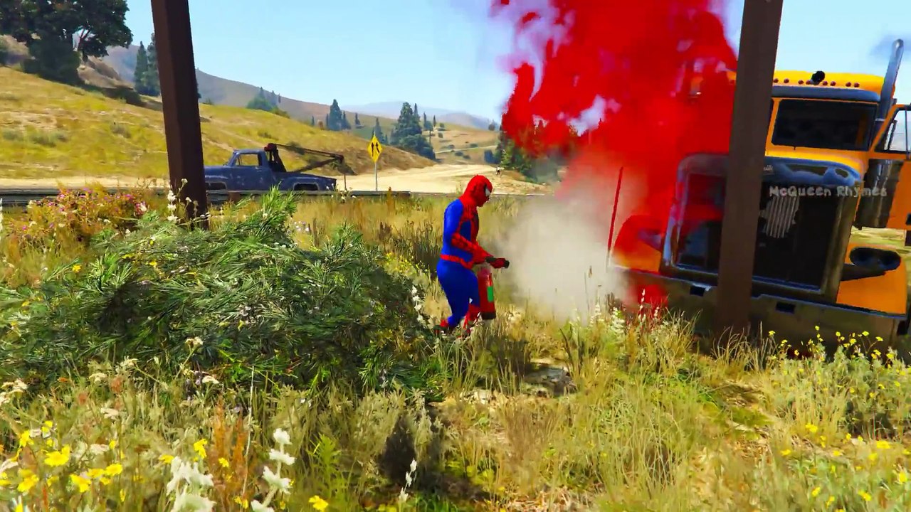 Biler Og Lastebiler Med Morsom Tegnefilm Spiderman For Barn