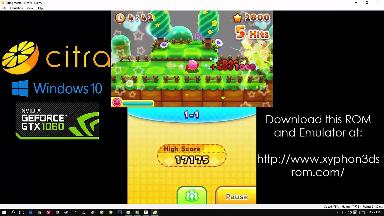 Kirby's Blowout Blast (U) .3DS Decrypted Rom Download + Citra Emulator PC GTX 1060