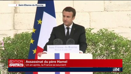 Hommage au père Hamel: "La République n'a pas à combattre une religion", Emmanuel Macron