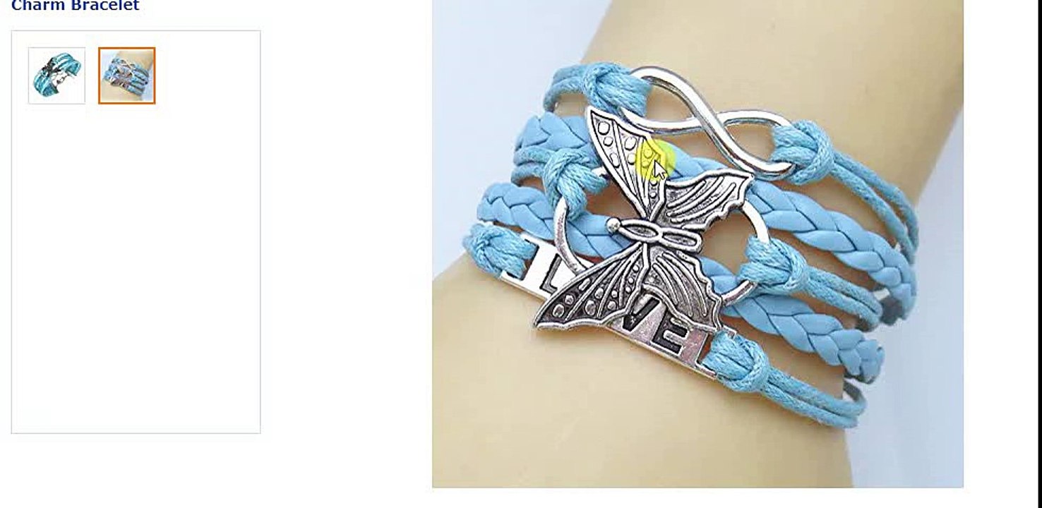 Blue Butterfly Love Charm Bracelet